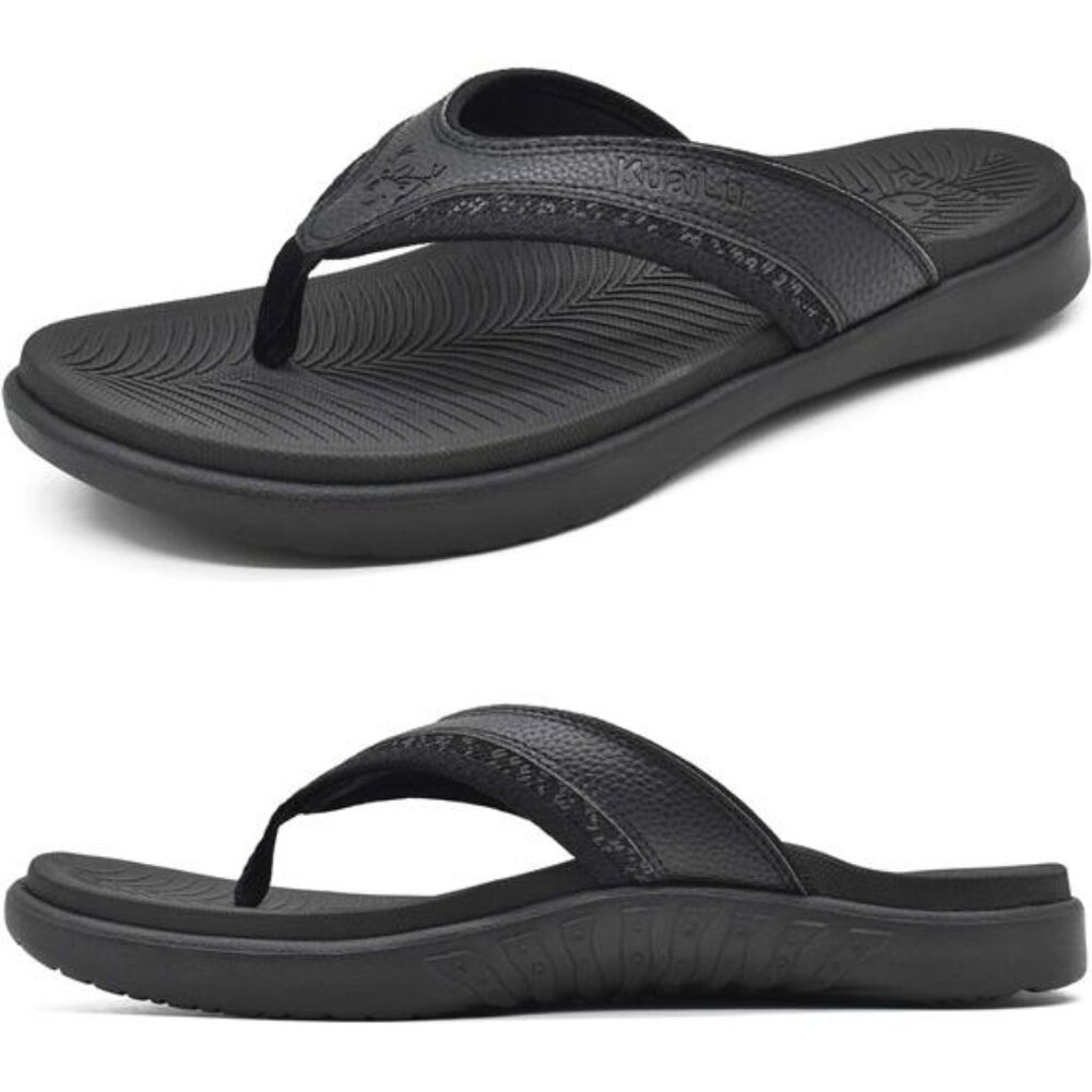 KuaiLu Mens Sport Flip Flops Comfort Orthotic Thong Sandals with Plantar